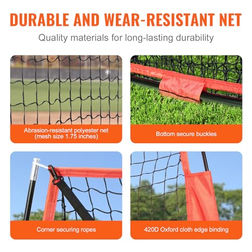 VEVOR Softball Practice Net, Portable Baseball Training Net for Hitting, Batting, Catching, Pitching - Backstop Equipment with Bow Frame, Carry Bag, Strike Zone, Batting Tee