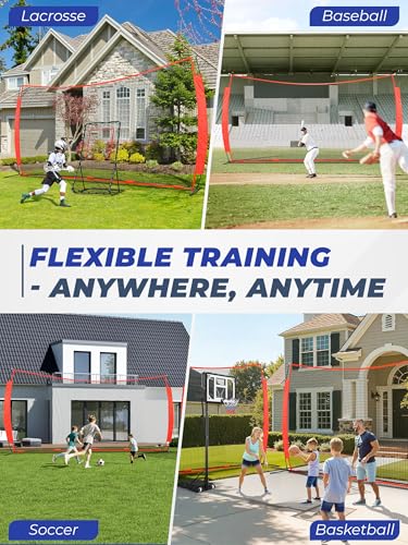 20x10ft Barricade Backstop Net, Ball Sports Barrier Netting, Protection Screen for Baseball Softball Lacrosse Soccer Hockey Training for Backyard with Carry Bag