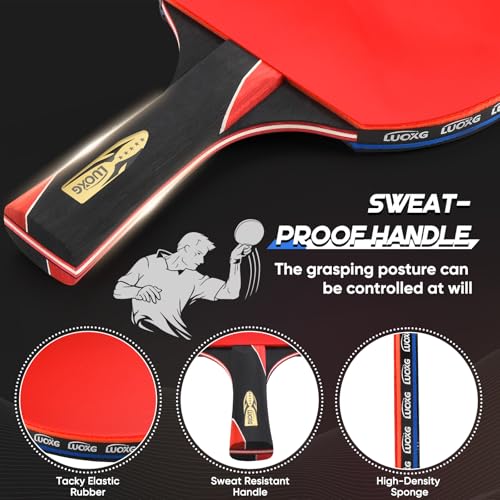 Ping Pong Paddles, Ping Pong Paddles Set of 2, Includes Paddles and Balls, Table Tennis Rackets Set Suitable for Beginners and Professionals