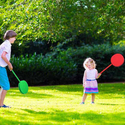 Silipull 6 Pcs Foam Paddles Paddleball Racket Set Equipment for Kids Elementary School Racquetball Badminton Paddles Backyard Beach Park Activities Agility Training 6 Colors,12"