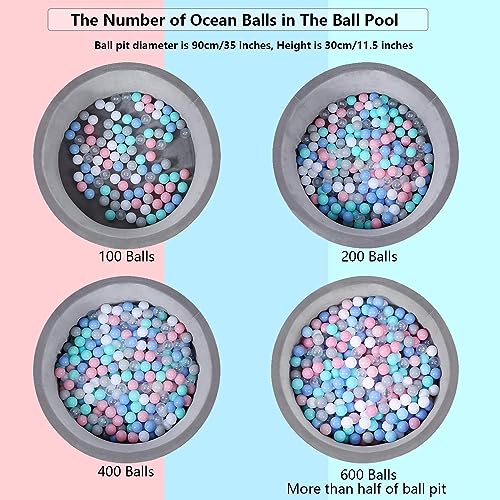MoonxHome Ball Pit Balls for Toddlers, BPA Free Crush Proof Plastic Toy Balls for Ball Pit, Children's Pool Water Toys, Macaron Ocean Balls for Play Tent 2.15 Inch Pack of 100 200 500 800 1000 - color: M-grey