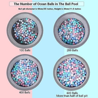 MoonxHome Ball Pit Balls for Toddlers, BPA Free Crush Proof Plastic Toy Balls for Ball Pit, Children's Pool Water Toys, Macaron Ocean Balls for Play Tent 2.15 Inch Pack of 100 200 500 800 1000 - color: M-grey