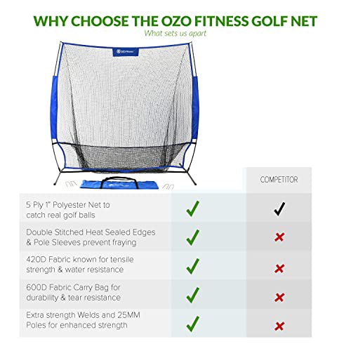 Golf Practice Hitting Net, Indoor Garage or Outdoor Backyard Driving Heavy Duty Mesh Netting for Home Real Pro Golfing Swing Chipping Train, Easy Setup Stable Frame, Portable Golfer Carry Bag