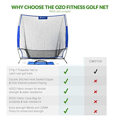 Golf Practice Hitting Net, Indoor Garage or Outdoor Backyard Driving Heavy Duty Mesh Netting for Home Real Pro Golfing Swing Chipping Train, Easy Setup Stable Frame, Portable Golfer Carry Bag