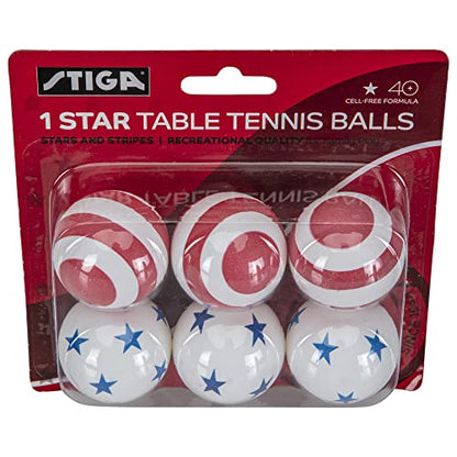 STIGA 1-Star Balls - color: Stars and Stripes, size: 6 Pack