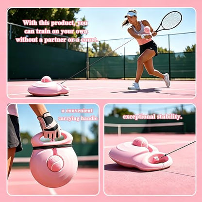 Tennis Trainer Rebound Ball with String, Portable Pink Solo Practice Training Tool,Tennis Rebounder Kit for Adults Women Beginners, Self Tennis Trainer for Indoor or Outdoor Tennis Training