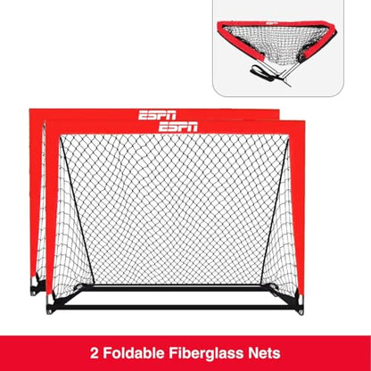 ESPN Soccer Stadium Experience for Kids Includes 2 Nets, Ball, and Youth Soccer Training Equipment, Ideal for Outdoor Games