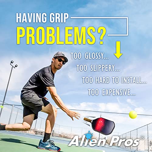 ALIEN PROS Pickleball Overgrip (4-Pack) with Ridges for Better Grip Control - Precut and Dry Feel Pickleball Grip Tape - Non-Slip Pickleball Paddle Grip Tape for High Performance - color: Red
