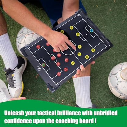 Soccer Coaching Board 16 Inch LCD Digital Tactical Board, Full & Half Field Double Board Set,Magnetic Soccer Training Equipment with Premium Leather Protective Case for Coaches and Teams