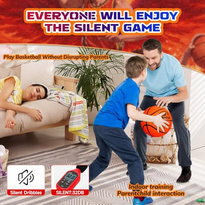 Silent Basketball Size 5 and Size 3, New Upgraded Grooved Airless Indoor Basketball, Non-derforming Package, Real Feel & Bounce Like Official Ball, Quiet Dribbling Indoor Training - size: Size3
