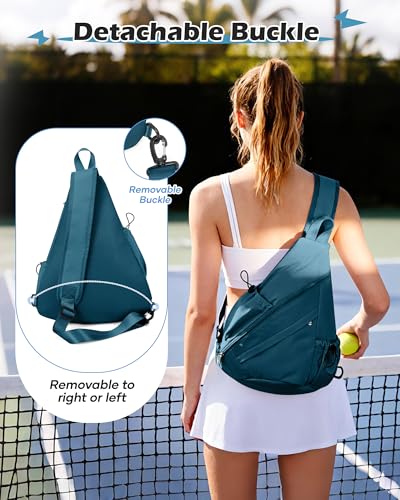 SEAFEW Pickleball Sling Bag for Men and Women, Lightweight Pickleball Crossbody Backpack with Skin-Soft Fabric & Water Bottle Holder, Peacock Blue - color: A1-blue