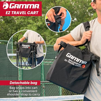 GAMMA Sports EZ Travel Cart, Tennis & Pickleball Hopper, Padel, Portable Compact Design, Sturdy Lightweight Construction, EZ Bags, 150 or 250 Capacity, Premium Carrying Case Included - size: 150 Ball, style: Cart