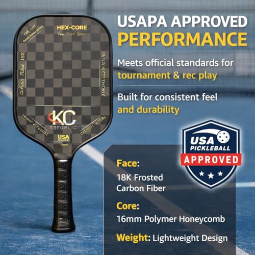 Pickleball Paddle Set – 18K Friction Carbon Fiber Paddles with Covers, 2 Thermoforming 4-Layer Rackets, 4 Outdoor Pickleballs & Carry Bag | USAPA Approved Lightweight & 16MM Polymer Honeycomb Core