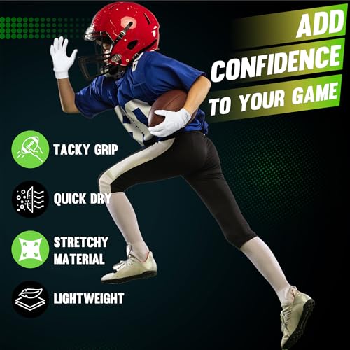 HANDLANDY Youth Football Gloves, Kids Sticky Receiver Gloves,Super Grip Football Glove Best Gift for Boys,Girls - color: Cream White, size: X-Small-Youth