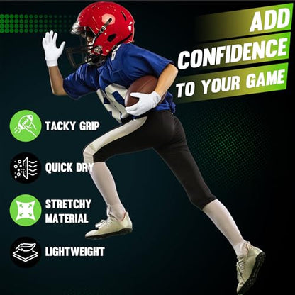 HANDLANDY Youth Football Gloves, Kids Sticky Receiver Gloves,Super Grip Football Glove Best Gift for Boys,Girls - color: Cream White, size: X-Small-Youth