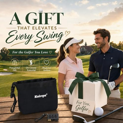 Kairsya Golf Club & Ball Cleaner Bag, 100% Leak-Proof Portable Golf Washer Pouch, Detachable Clip, Scratch-Free Microfiber Brush, Club Cleaning Kit & Groove Cleaner, Golf Gifts & Gear for Men Women