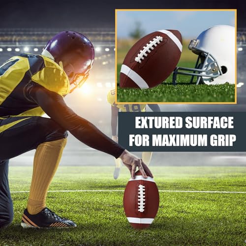 WinnerWhy 6 Pcs Inflatable Footballs Composite Leather Footballs with Pump Official Size Balls for Youth, Junior, Adult, College, High School, American Foot Ball Training Sport Gifts - size: Size 6