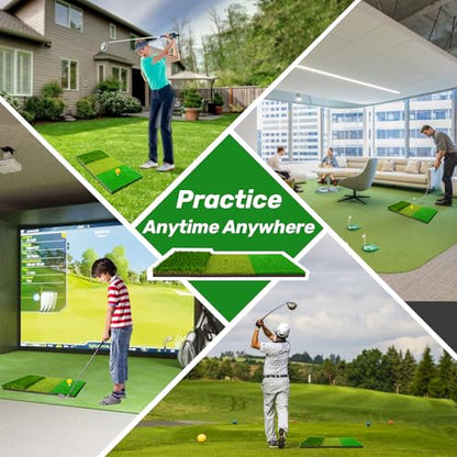 LYDARZ Golf Hitting Mat, Turf Golf Practice Mat for Indoor/Outdoor Driving, Chipping & Putting Training, Golf Training Accessories & Gift for Men & Women - size: Tri-Turf mat