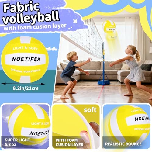 Soft Volleyball-Super Soft Fabric Light Volleyball for Indoor Practice Safe and Quiet Kids Youth Beginners House Yard Training Practice Games(Deflated) - color: Yellow,white