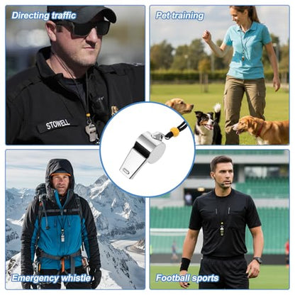 6 Pcs Metal Whistle, Stainless Steel Coach Whistle with Lanyard Buckle, Loud Crisp Sound Emergency Referee Whistles for Coaches, Lifeguards, Teachers & Sports Training, Silver