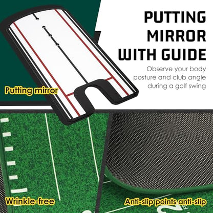 ropoda 9ft Golf Putting Green, Classic or with a Putting Mirror - color: Black With Mirror