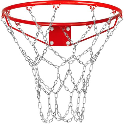 LAO XUE Heavy Duty Chain Basketball Net Replacement,21 Inches Metal Rust Proof with 12 S-Hooks,Fits All Standard Hoops Outdoor