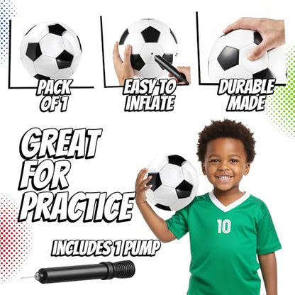 PlayBolt Soccer Ball Size 2 with Pump - Black & White Training Practice & Match Ball for Kids & Toddlers (Pack of 1 or 4) - size: 1-Pack