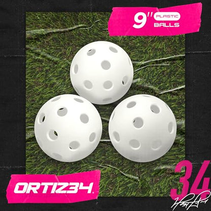 Ortiz34 Bat & Ball Set - Graffiti Plastic Bat & Ball Homerun Set- David Ortiz Backyard Baseball Set for Youth, Kids, Teenagers, Adults (Bat & Ball Set, Blue) - color: Pink, style: Bat & Ball Set