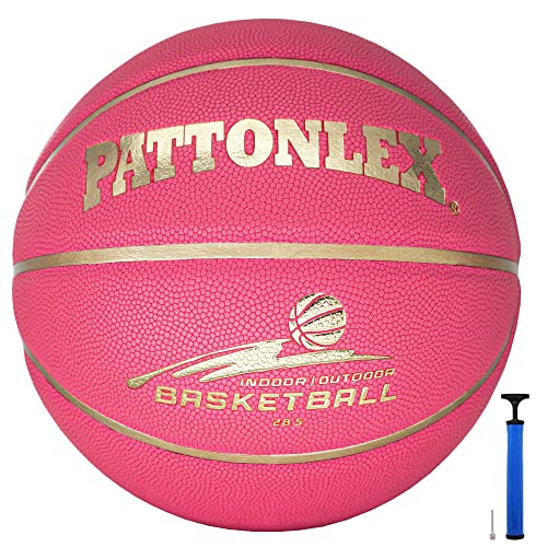 Basketballs 28.5" Leather Basketballs Official Size 6 Indoor Outdoor Basketball Youth Women(Deflated) - color: Gold Pink