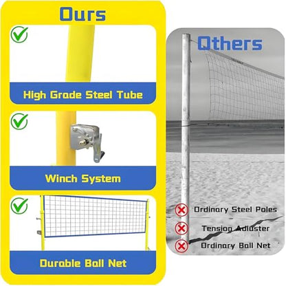Badminton Net Frame Poles, Badminton/Volleyball Poles for Backyard, Heavy Duty Volleyball Stand with 2 Net, 5.1-6.89ft Adjustable Height, for Indoor or Outdoor Adult Kids School Garden