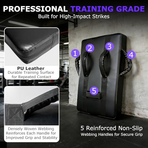 Football Blocking Pad with 5 Reinforced Webbing Handles for Football Training, Basketball Contact Drills and Multi-Sport Blocking Practice, Kick Pads Shield, 23.6"x15.7"(1 Pack)