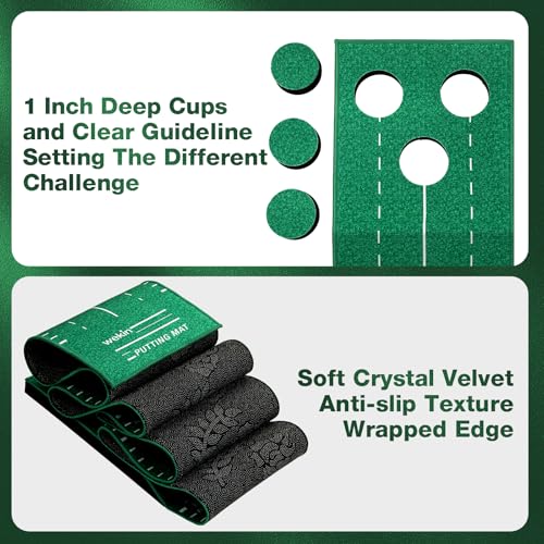 Wekin Indoor Putting Green Game Set, Golf Putting Game with Metal Putter & Golf Balls, Golf Putting Mat Training Aid for Backyard,Party,Office