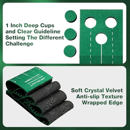 Wekin Indoor Putting Green Game Set, Golf Putting Game with Metal Putter & Golf Balls, Golf Putting Mat Training Aid for Backyard,Party,Office