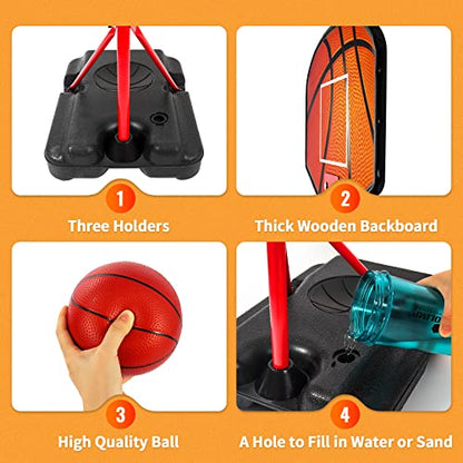 Kids Basketball Hoop for 1 2 3 4 5 6 Year Old Stand Adjustable Height 3.5ft-5.3ft Toddler Boy Basketball Hoop Indoor Mini Basketball Hoops Goal Ball Games Toys for Girl Boy Age 1-3 2-4 3-5