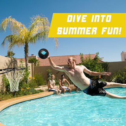 Play Platoon Swimming Pool Basketball Hoop Poolside Above Ground Games for Family - Backboard Adjustable Height 3-4 Feet, Includes PU Leather Basket Ball & Air Pump - Great for Inground Pool Deck