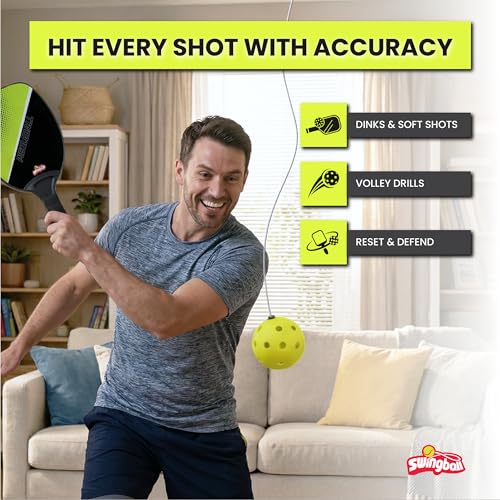 Swingball Pickleball Wall Trainer Set – Portable Solo Practice Paddle, Real Ball for Indoor and Outdoor, Designed to Improve Control, Accuracy, Reflexes & Overall Skill Development, Ages 6+