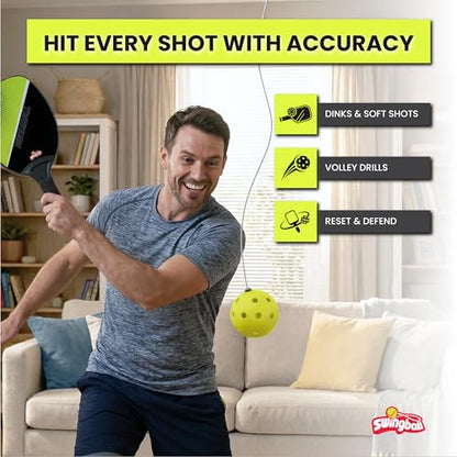 Swingball Pickleball Wall Trainer Set – Portable Solo Practice Paddle, Real Ball for Indoor and Outdoor, Designed to Improve Control, Accuracy, Reflexes & Overall Skill Development, Ages 6+