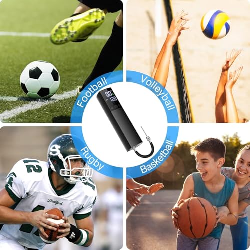 Electric Ball Pump,Smart Air Pump Portable Fast Inflation Accurate Pressure Gauge and Digital LCD Display for All Sport Balls Basketball Football Volleyball Balloon Swim Ring(2Pin & 1Nozzle & 1Spout)