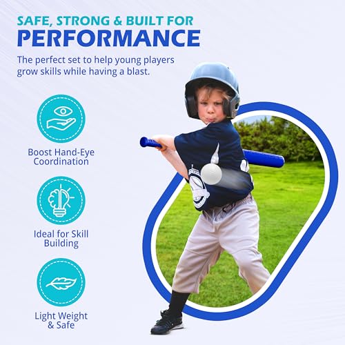 BAMMAX Backyard Baseball Set Includes (2) 32" Plastic Bats & (6) Plastic Baseballs | Great for Backyard Games & Parties | Safer Alternative to Kids Baseball Bats | Great for 3-10 Years Kids