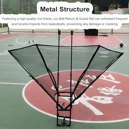 Basketball Shooting Machine Upgraded Hanging Basketball Rebounder Attachment, Heavy Duty Basketball Shot Returner Net System for Hoop, Metal Rotating Return Chute