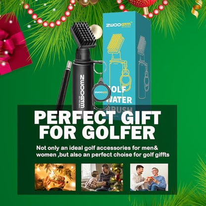 Pro Golf Club Cleaner Set, Water Brush with Holder Clip and 4oz Bottle, Golf Groove Sharpener, Suitable for U and V Grooves