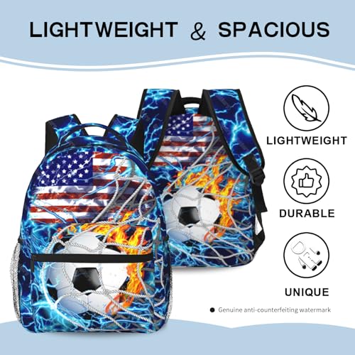 Soccer Backpack for Boys School Backpack for Kids Children Teens Elementary Middle School - Students Bookbag Ages 6-18, Waterproof Adjustable Soccer Bookbag Travel Daypack - color: Soccer