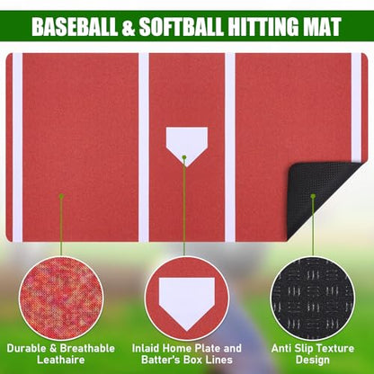 TOBWOLF Baseball Batting Mat, Softball & Baseball Hitting Mat with Home Plate for Batter, Anti-Slip Batting Cage Mat W/Batting Stance Alignment Guide for Swing Pitching Training - color: 10 x 3.8 FT Baseball Batting Mat