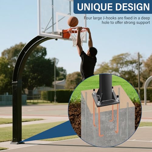 Basketball Hoop Anchor Kit 7” or 9", Universal Fit Ground Anchor Kit, Basketball Mounting Kit for Easy Relocation and Compatible with All Basketball Goals