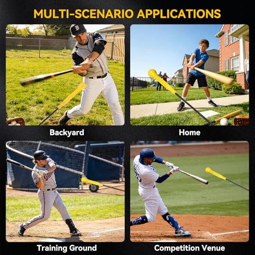 KRUI Baseball Hitting Stick Batting Swing Trainer, 54" Softball Baseball Training Equipment with Grip Strap, Ideal One-on-One Coaching Tool for Swing Mechanics & Hand-Eye Coordination
