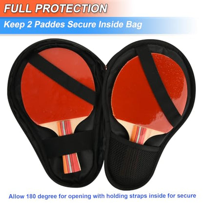 Cosmos Table Tennis Paddle Bag Paddles Case Cover Waterproof Ping Pong Racket Bat Storage Case Holder with Ping Pong Ball Mesh Storage Pocket Organizer, Fits 2 Paddles - color: Gray