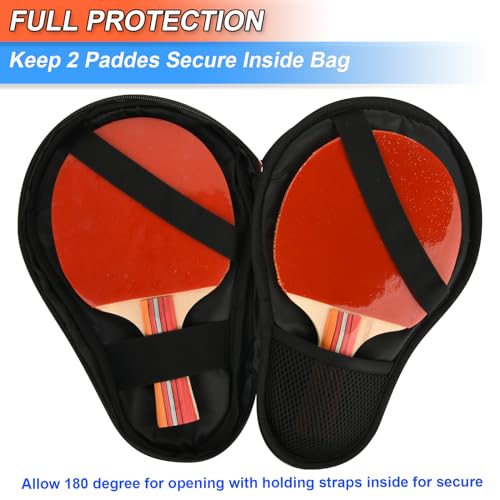 Cosmos Table Tennis Paddle Bag Paddles Case Cover Waterproof Ping Pong Racket Bat Storage Case Holder with Ping Pong Ball Mesh Storage Pocket Organizer, Fits 2 Paddles - color: Black
