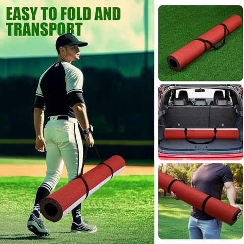 TOBWOLF Baseball Batting Mat, Softball & Baseball Hitting Mat with Home Plate for Batter, Anti-Slip Batting Cage Mat W/Batting Stance Alignment Guide for Swing Pitching Training - color: 10 x 3.8 FT Baseball Batting Mat