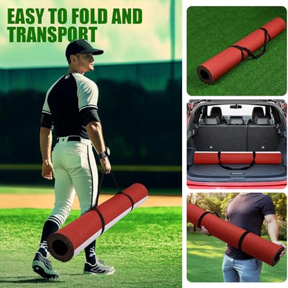 TOBWOLF Baseball Batting Mat, Softball & Baseball Hitting Mat with Home Plate for Batter, Anti-Slip Batting Cage Mat W/Batting Stance Alignment Guide for Swing Pitching Training - color: 10 x 3.8 FT Baseball Batting Mat