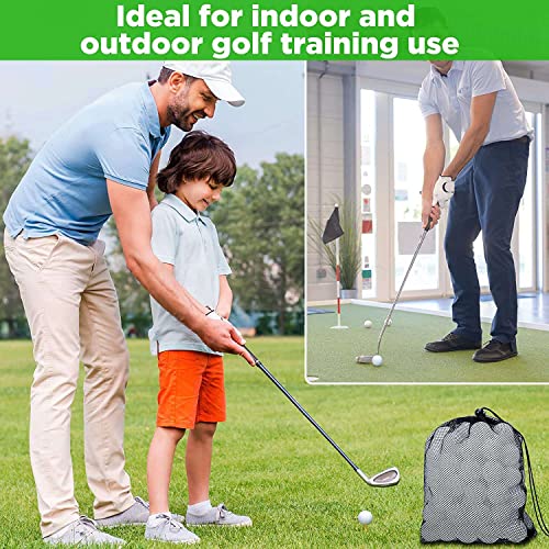 100 Pcs Training Golf Balls Hollow Golf Plastic Ball with Mesh Drawstring Storage Bags for Training, White